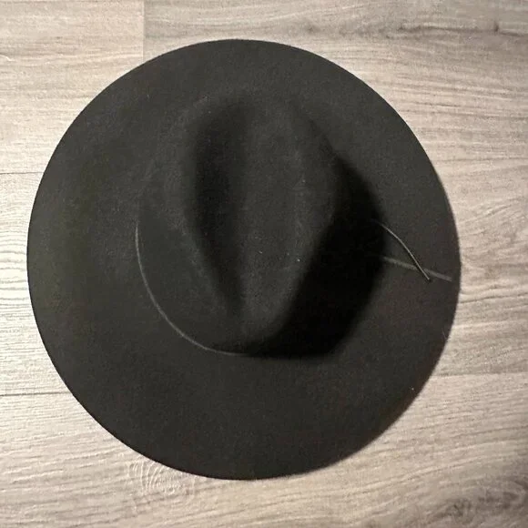 Phenix Black Wool Hat with Leather Trim - Adjustable - Picture 7 of 8